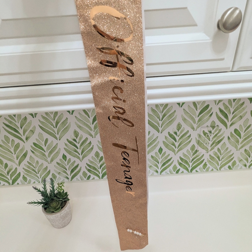 Rose Gold Official Teenager Birthday Party Sash